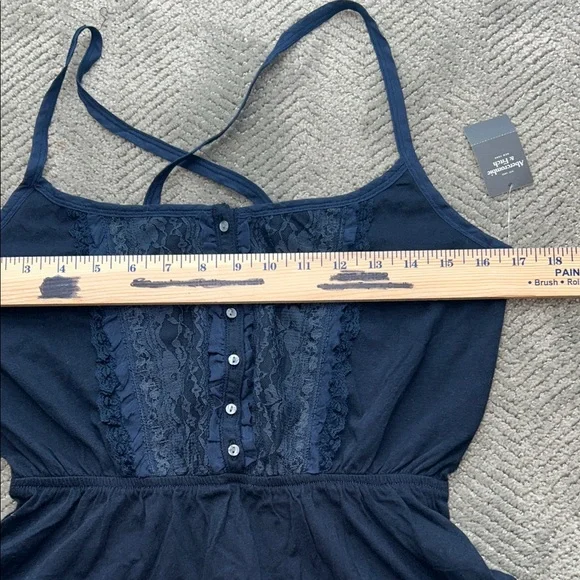Abercrombie & Fitch Lace Front Cami Tank Navy Blue Size L - Picture 5 of 9